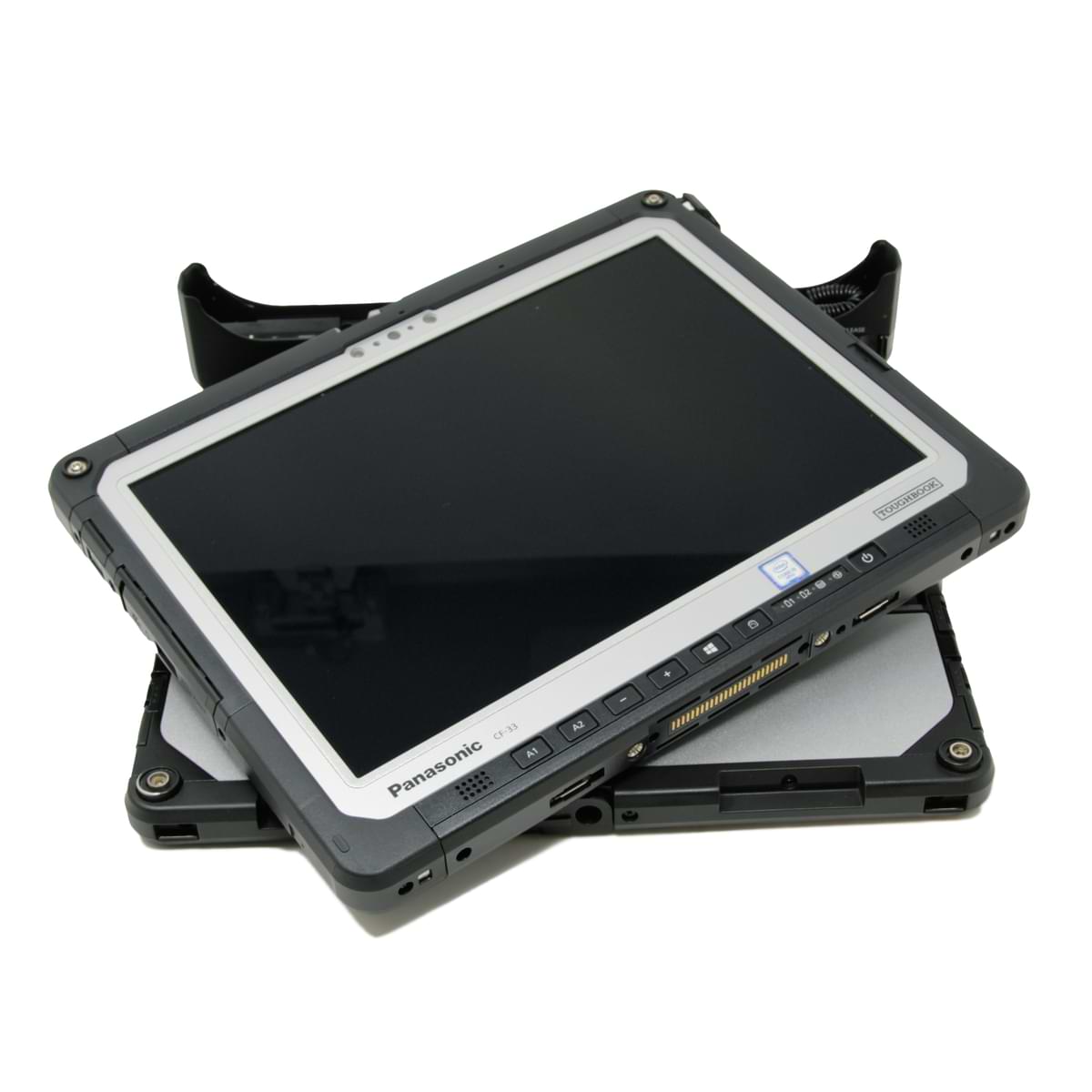 Panasonic Toughbook CF-33 tablet laying on the detachable premium keyboard